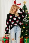 Fuzzy Santa Claus Knit Top in Black