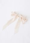 Organza Bowknot Pearl Hair Clip in Cream