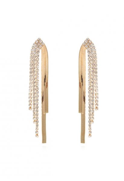 Luxury Diamond Trim Drop Earrings in Gold