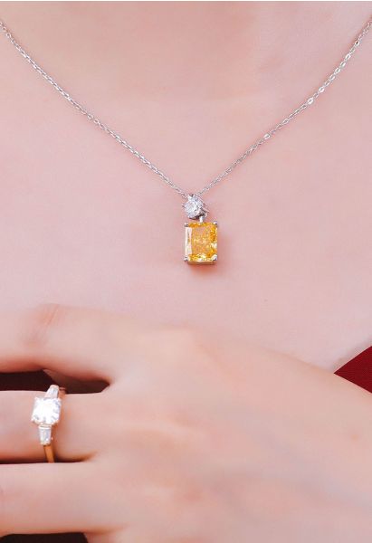 Pure Yellow Crystal Cubic Zirconia Necklace