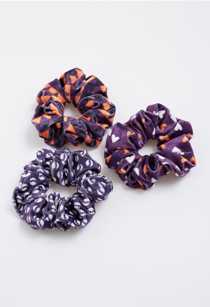 مجموعة Scrunchies الهالوين المرحة باللون الأرجواني