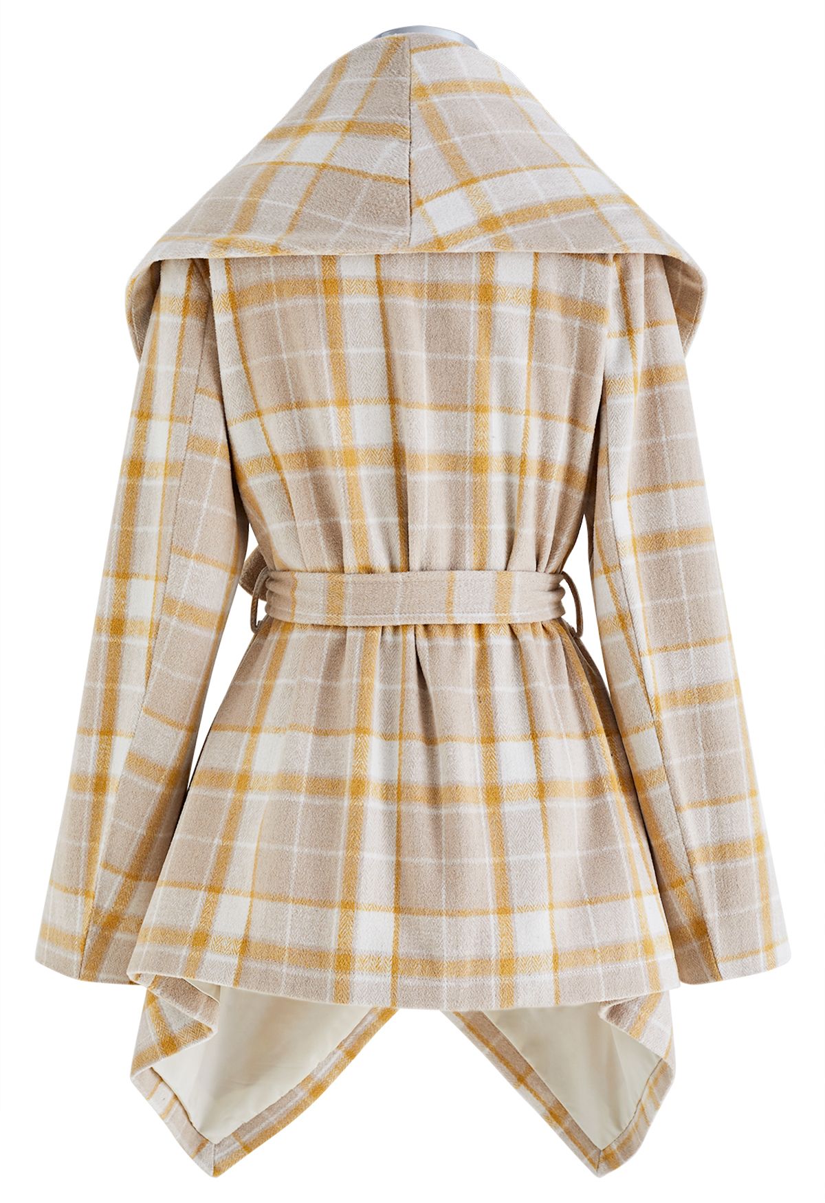 Plaid Pattern Rabato Coat in Camel