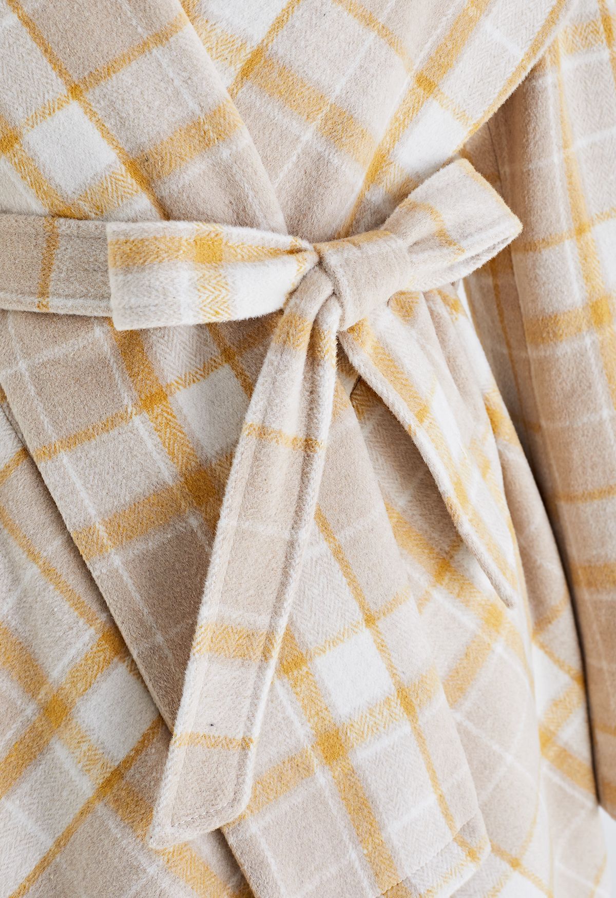 Plaid Pattern Rabato Coat in Camel