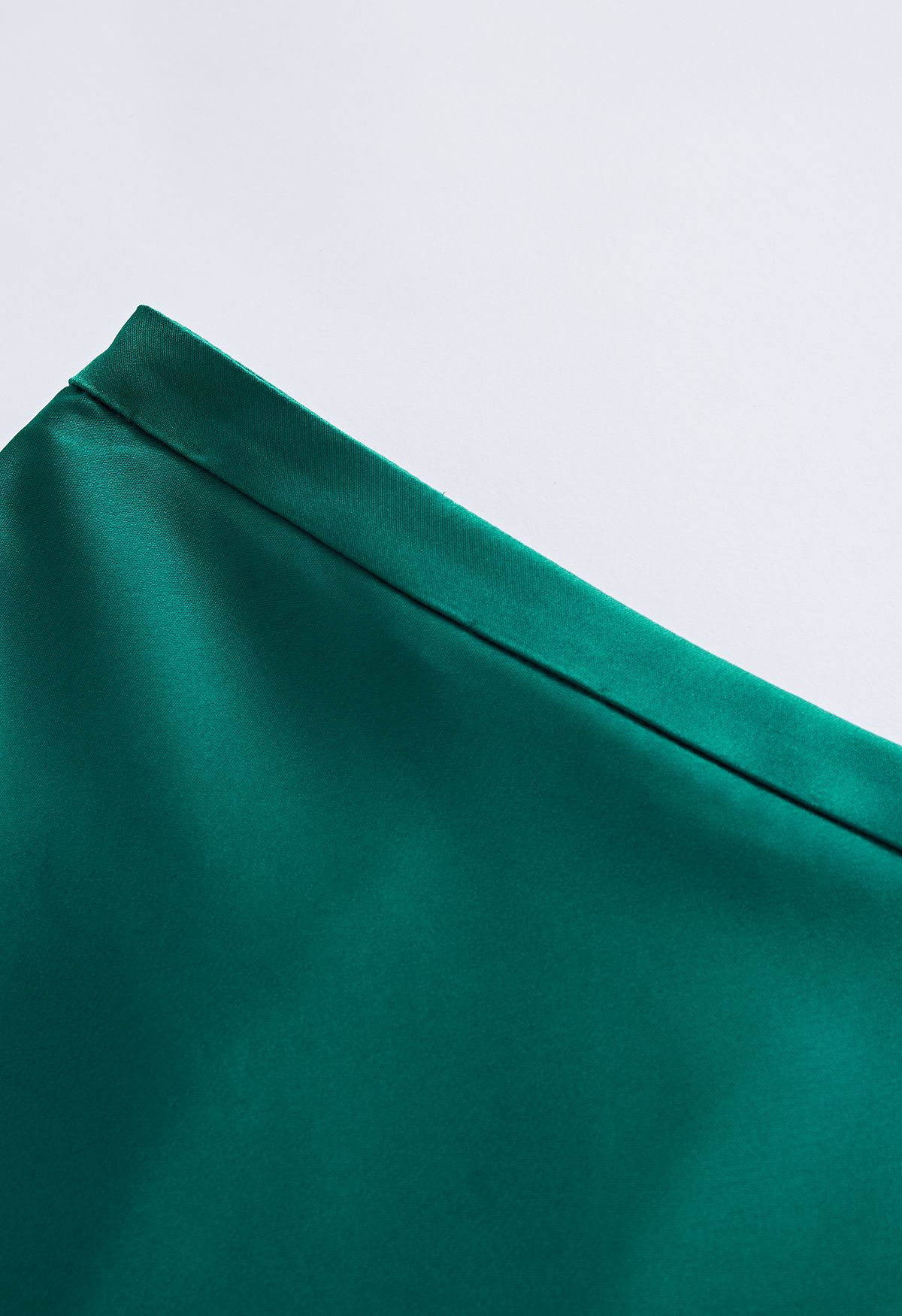 Satin Finish Bias Cut Midi Skirt in Emerald