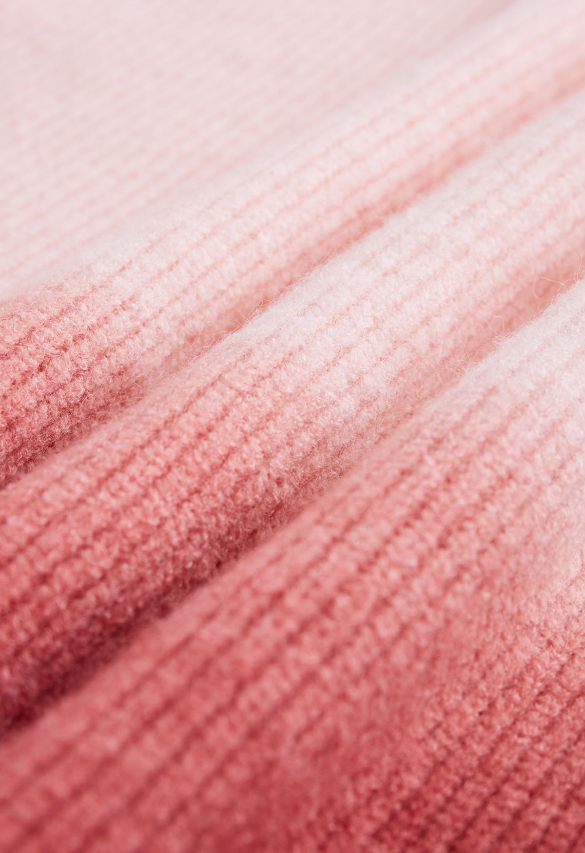 Ombre Round Neck Rib Knit Sweater in Pink