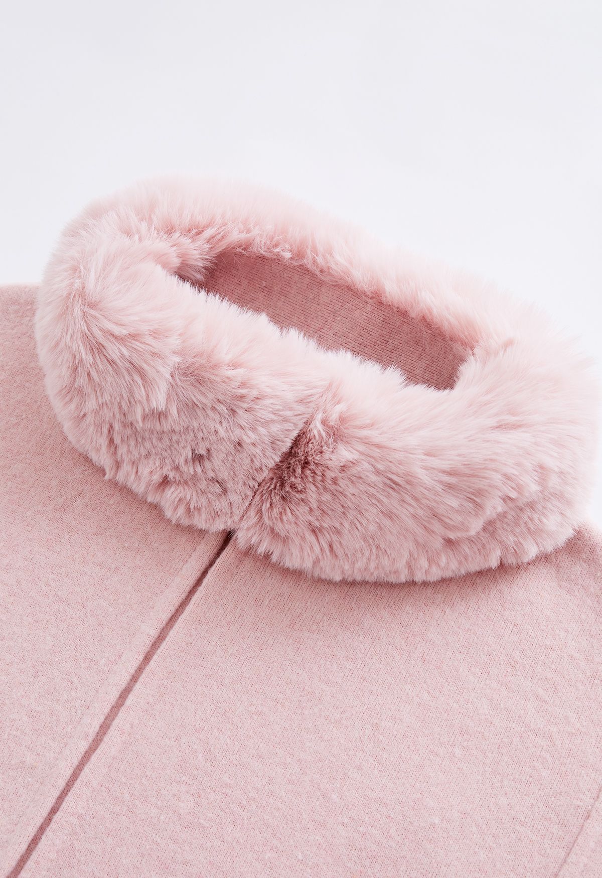 Self-Tie Bowknot Faux Fur Poncho in Pink