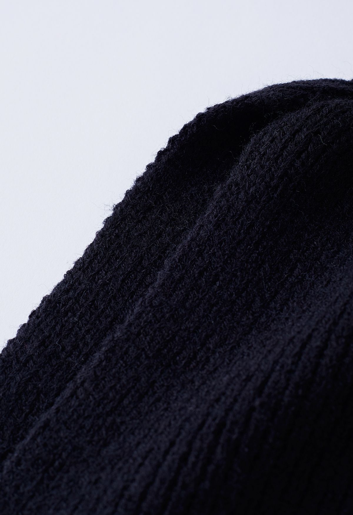 Detachable Scarf Striped Knit Sweater in Black