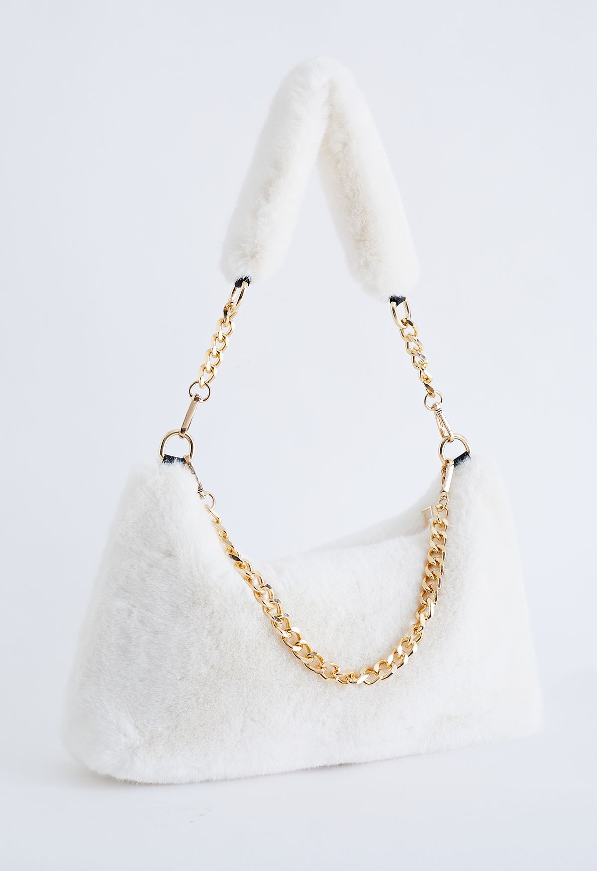 Faux Fur Fuzzy Shoulder Bag in White