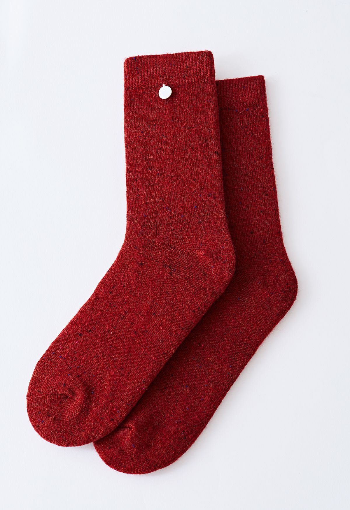 Mix Color Dots Wool-Blend Crew Socks in Red