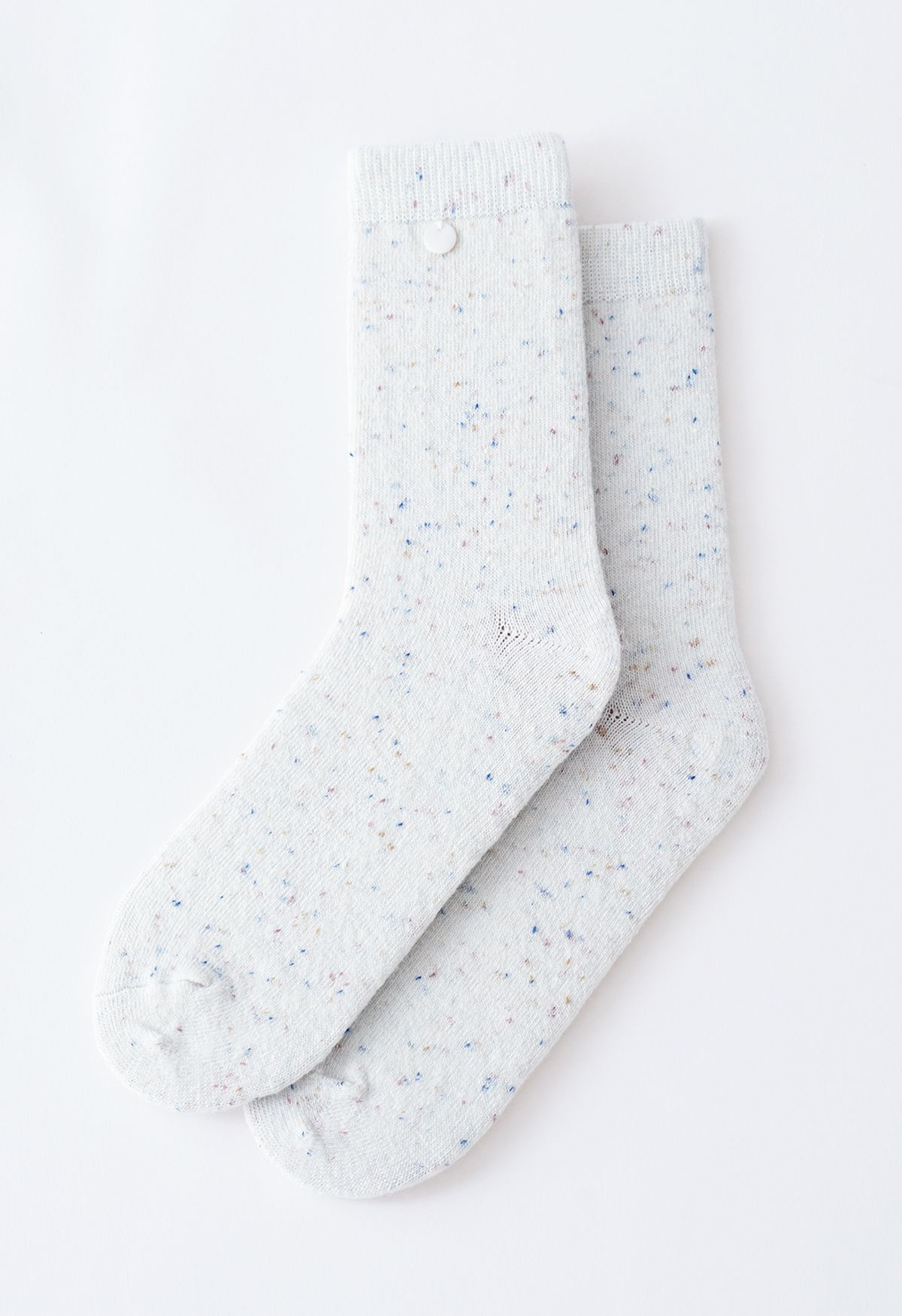 Mix Color Dots Wool-Blend Crew Socks in Cream