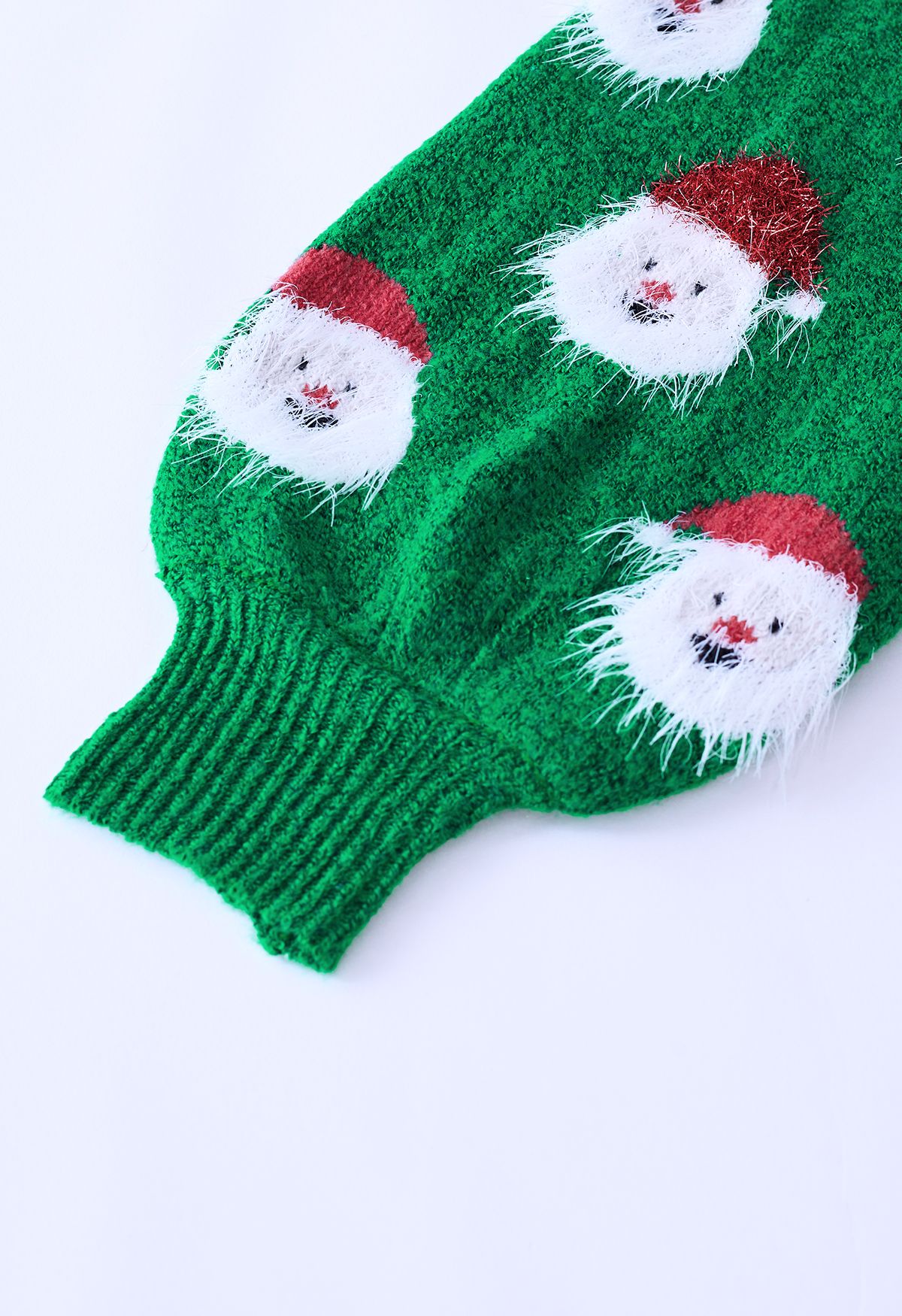 Fuzzy Santa Claus Knit Top in Green