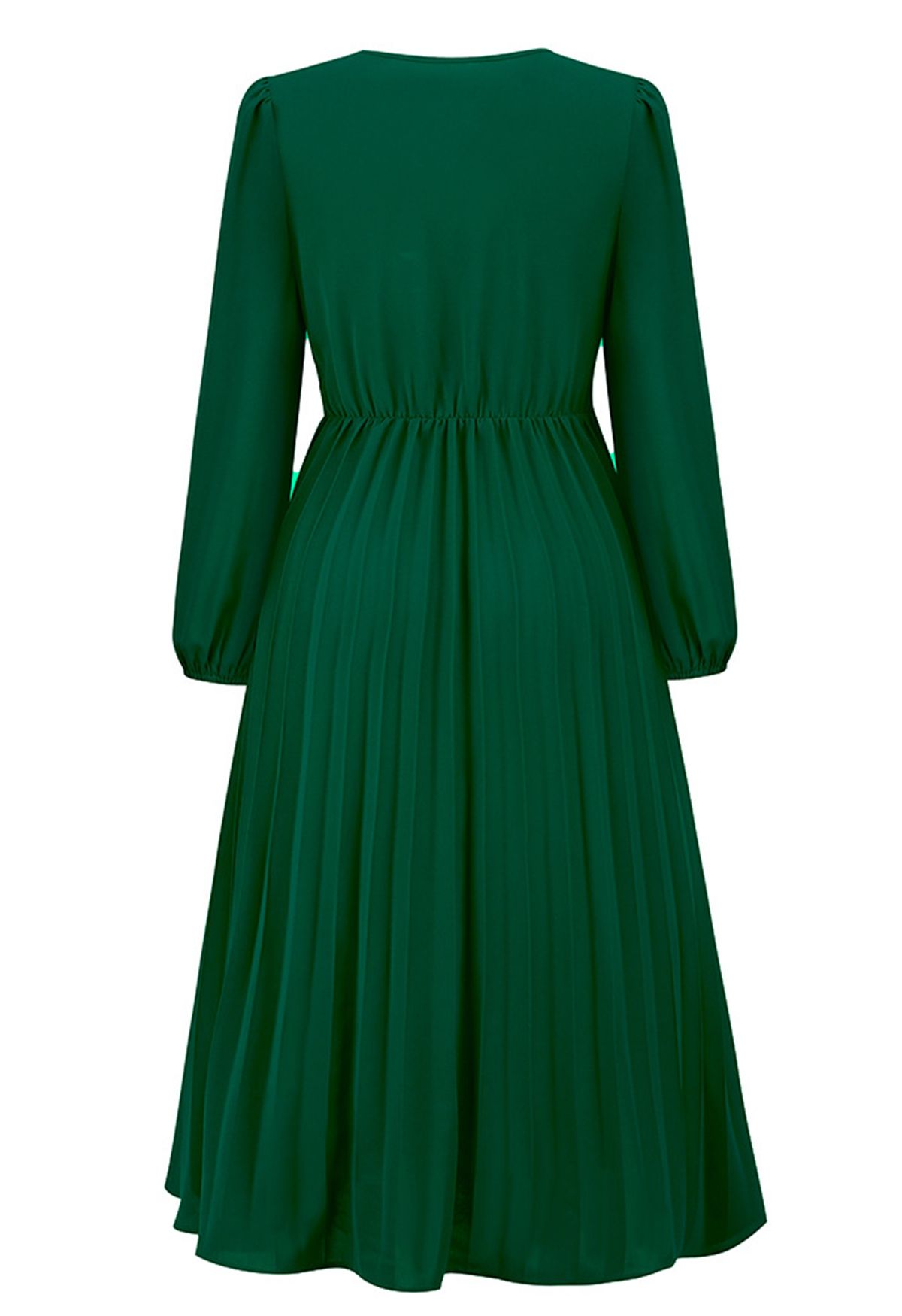 Wrap Front Buckle Belt Dress in Dark Green