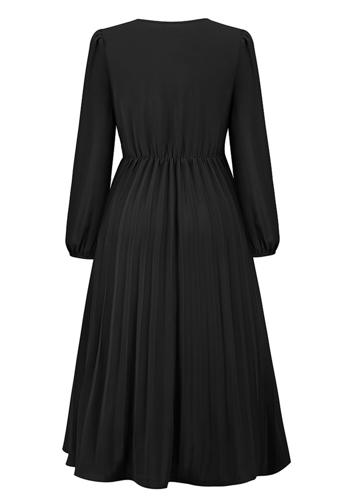 Wrap Front Buckle Belt Dress in Black