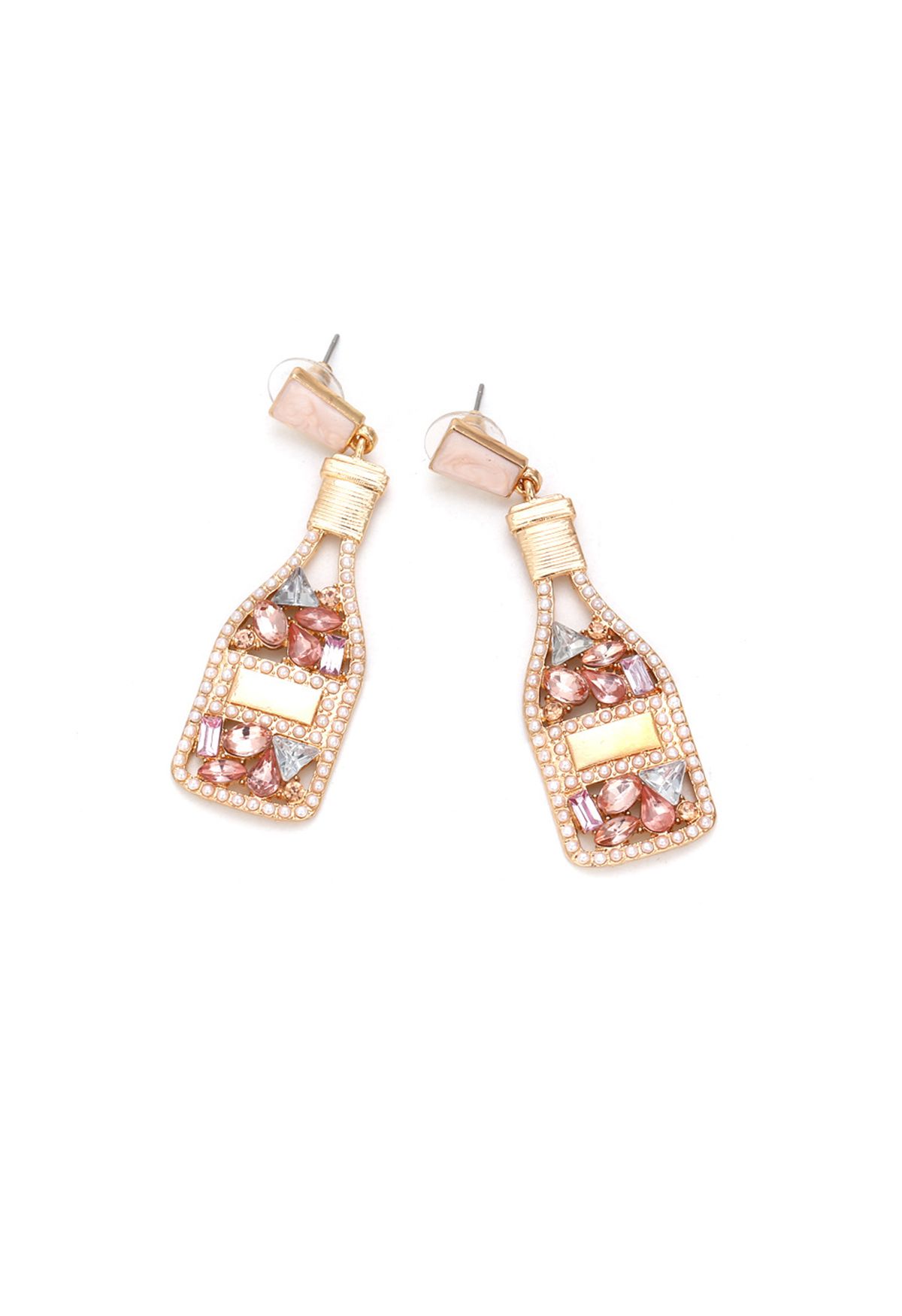 Pearl Trim Bottle Oil Spilling Earrings