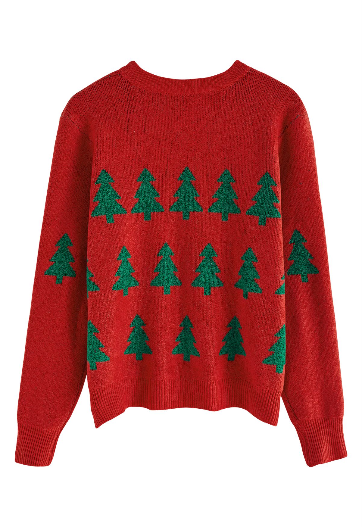 Sequined Christmas Tree Knit Sweater in Red