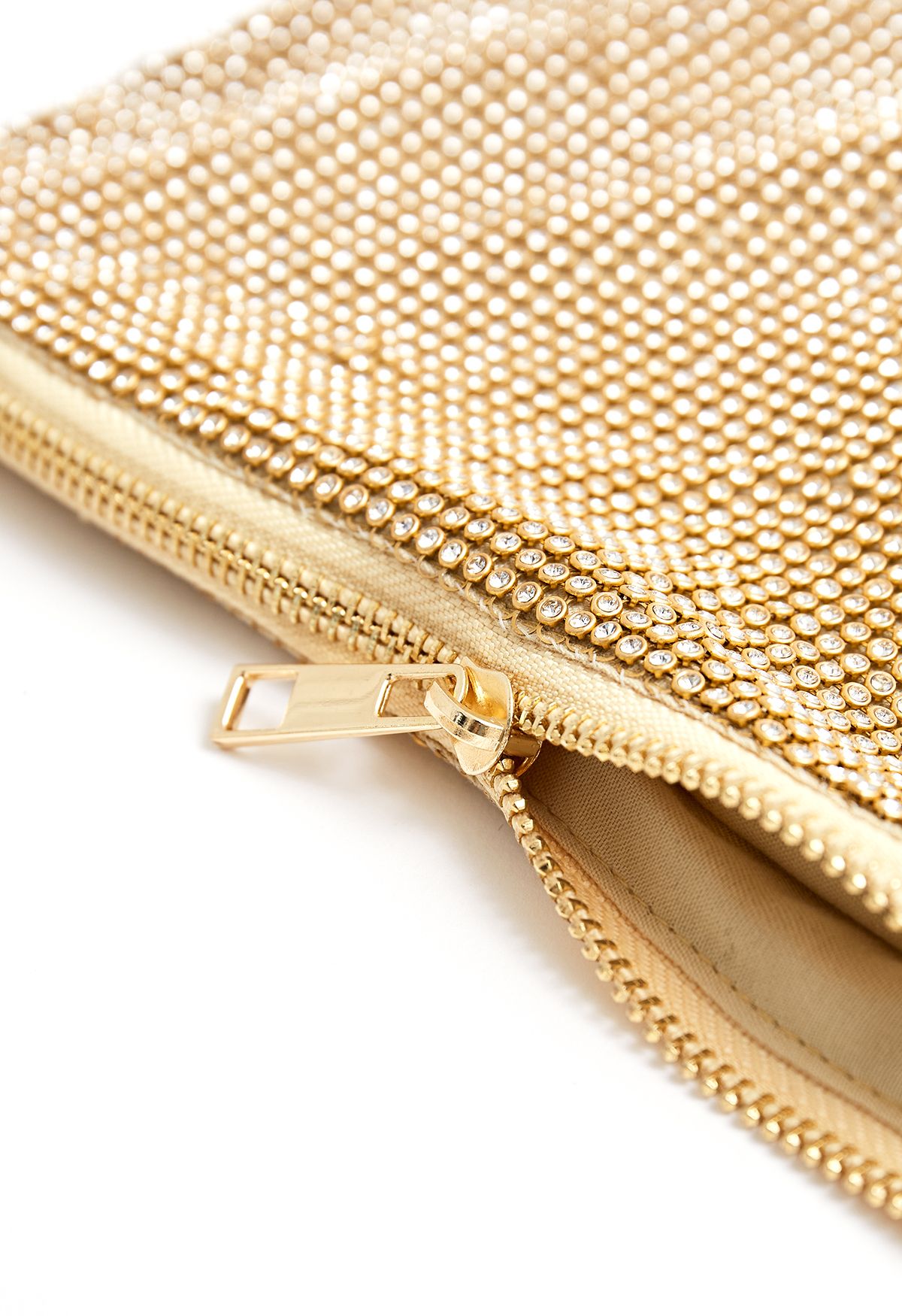 Full Diamond Double String Shoulder Bag in Gold