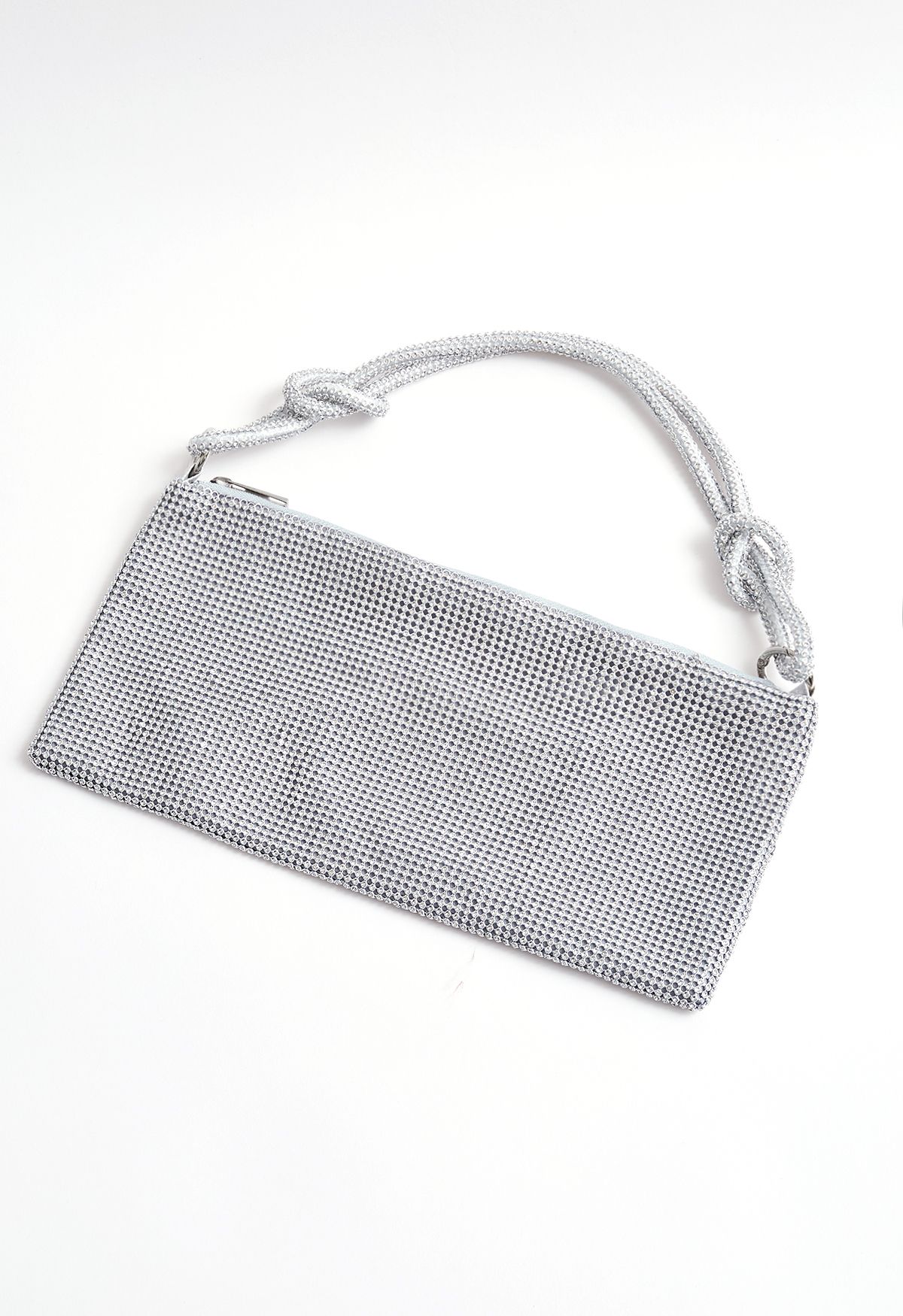 Full Diamond Double String Shoulder Bag in Silver