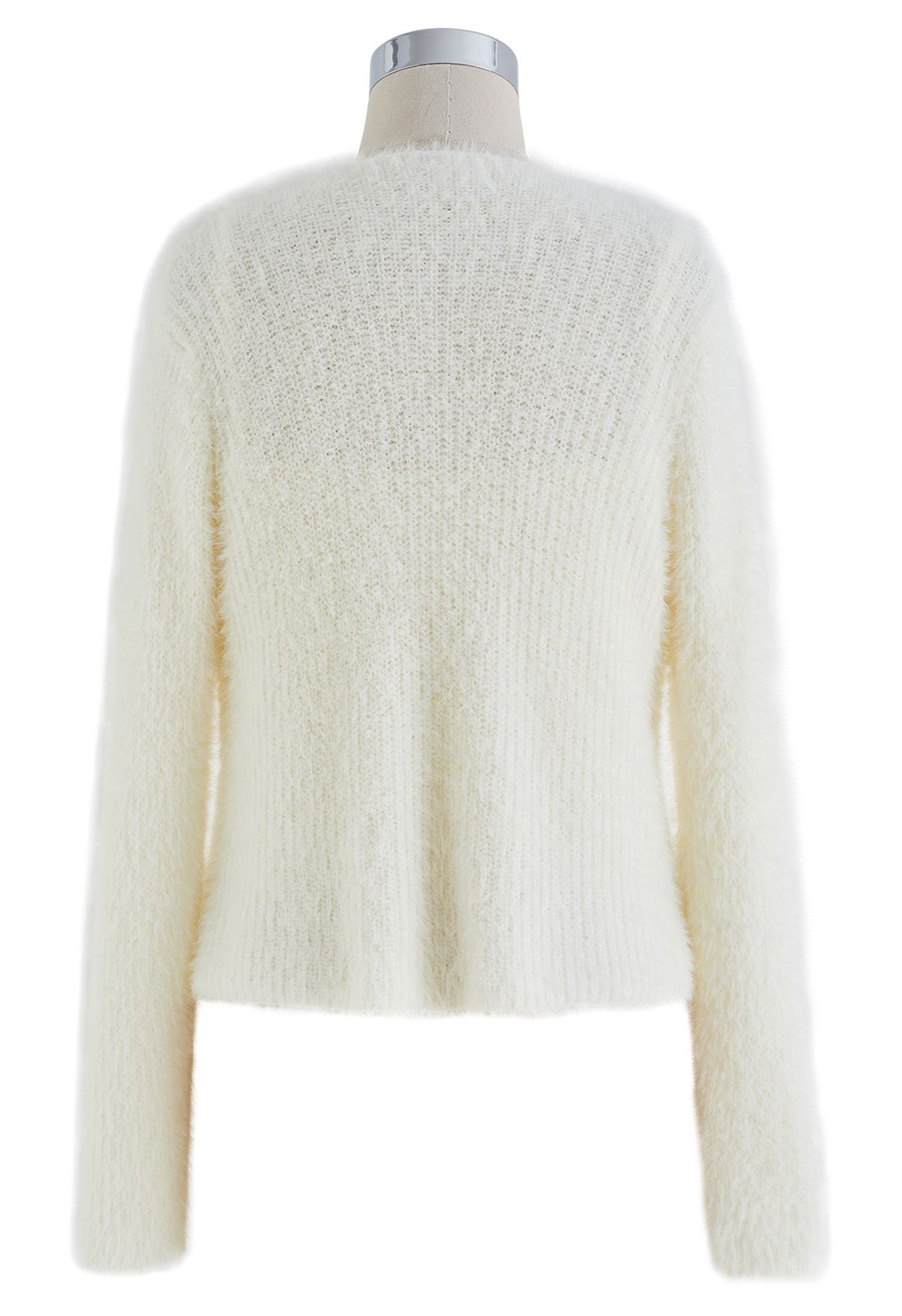 Extra Soft Fuzzy Knit Cami Top and Cardigan Set in Cream