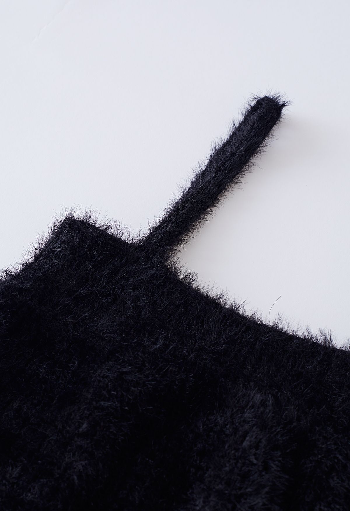 Extra Soft Fuzzy Knit Cami Top and Cardigan Set in Black