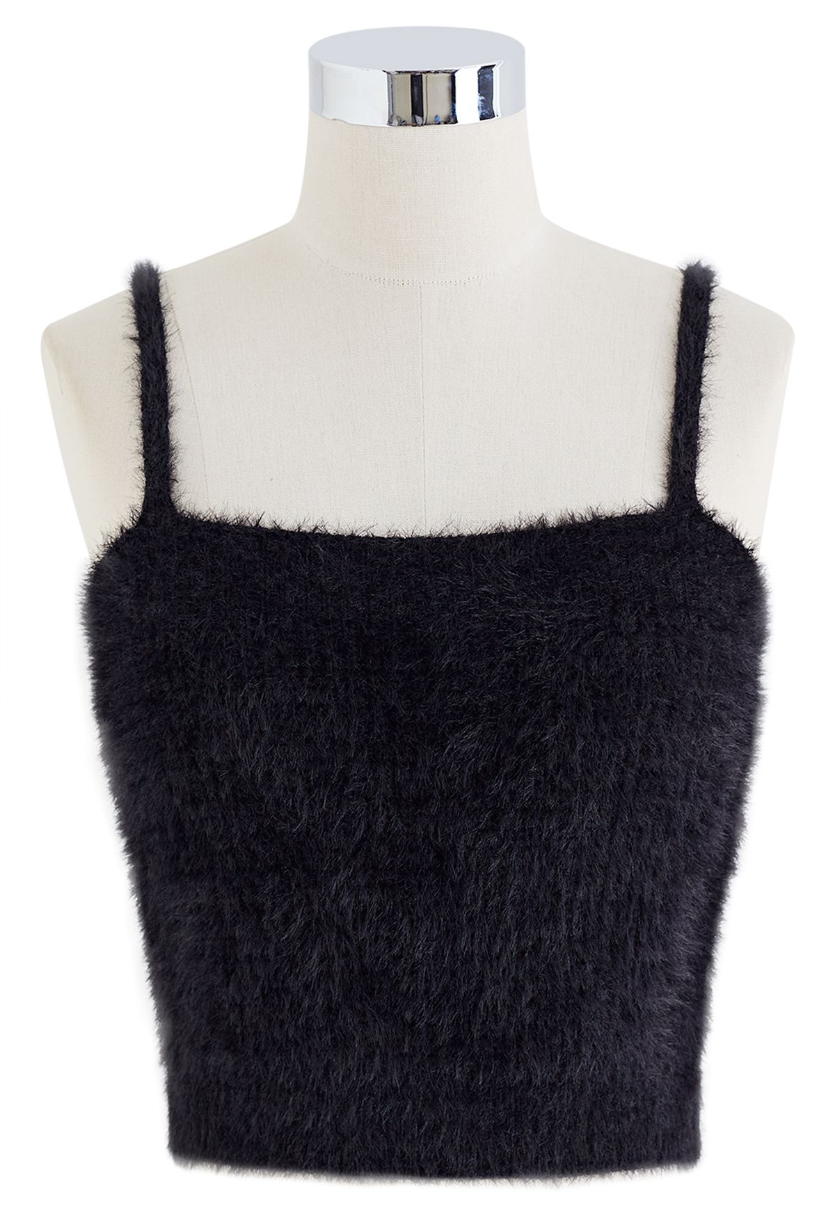 Extra Soft Fuzzy Knit Cami Top and Cardigan Set in Black