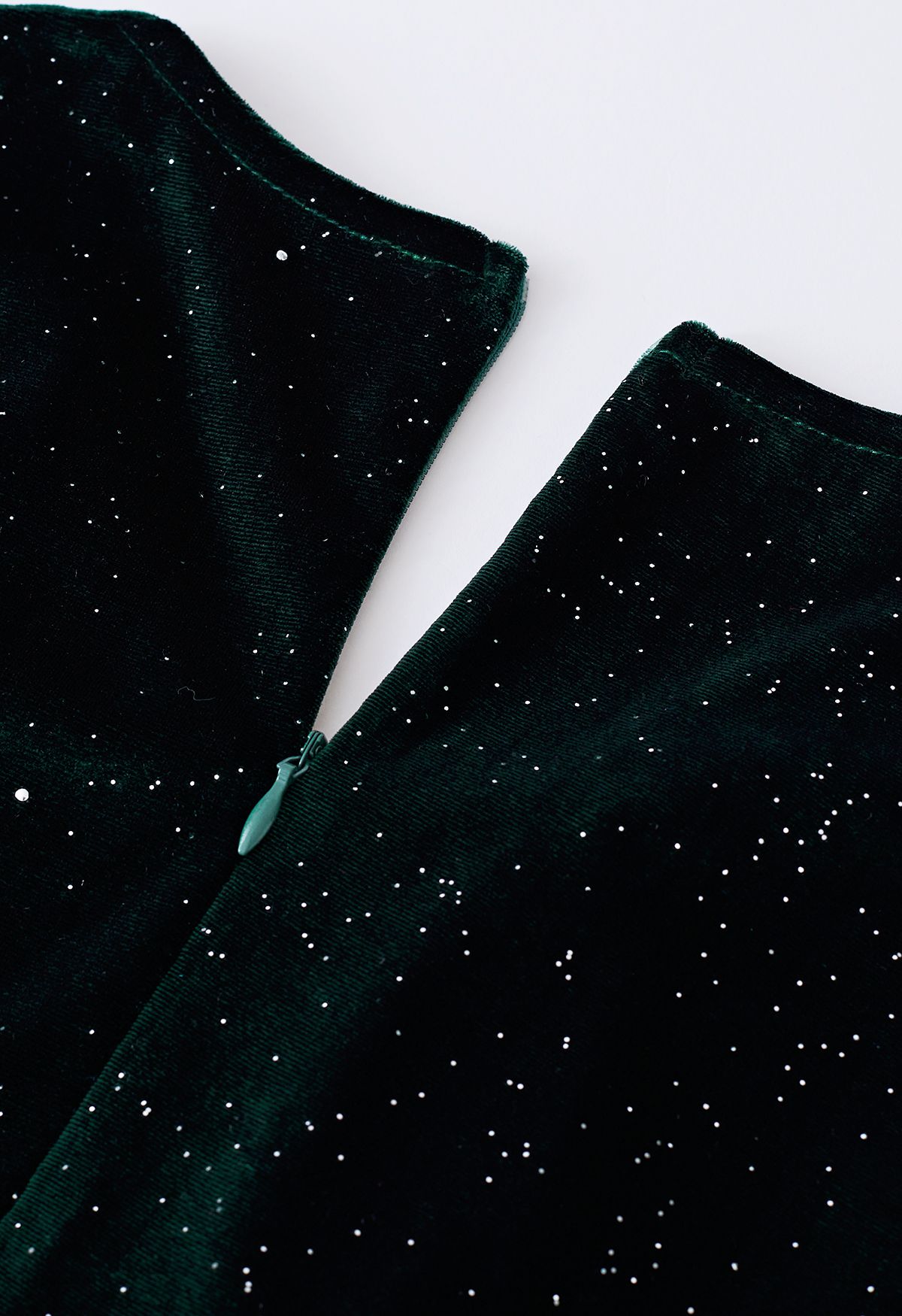 Glittery Velvet Wrap Midi Dress in Emerald