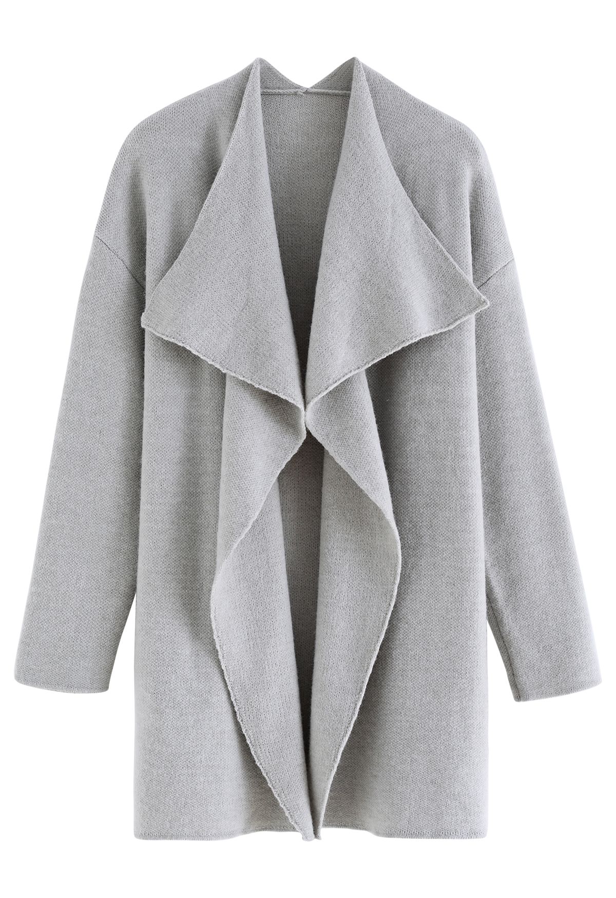 Wide Lapel Loose Knit Cardigan in Grey