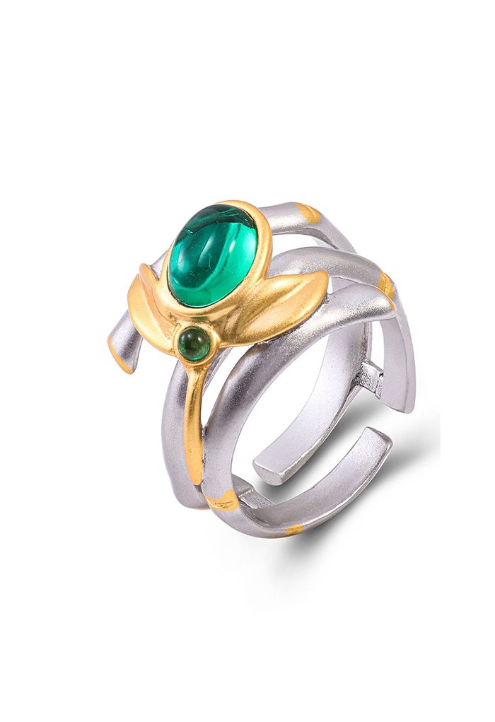 Oval Emerald Gem Triple Ring