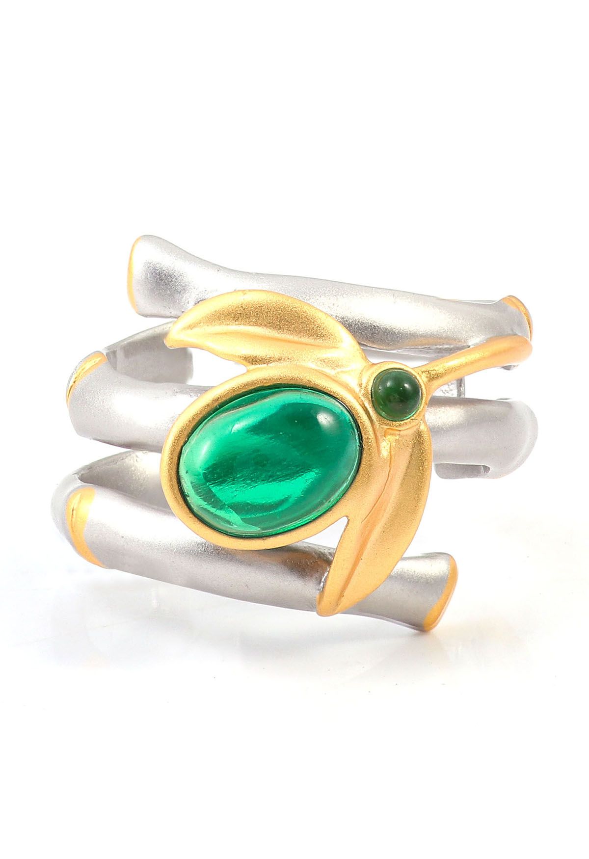 Oval Emerald Gem Triple Ring