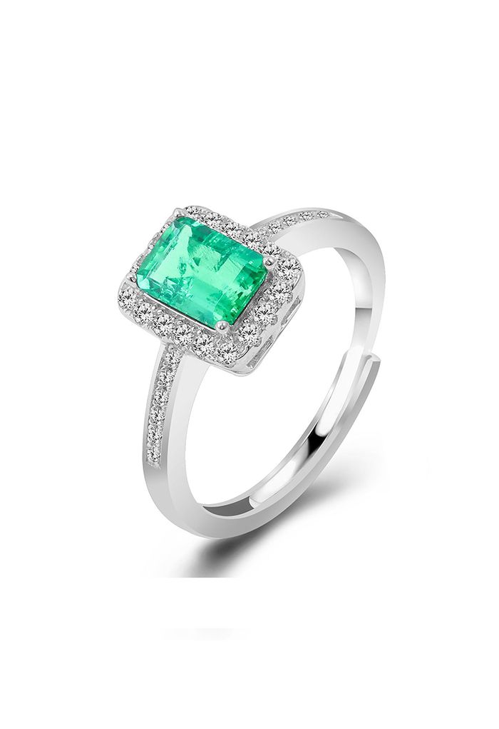 Emerald Gem Channel Set Diamond Ring