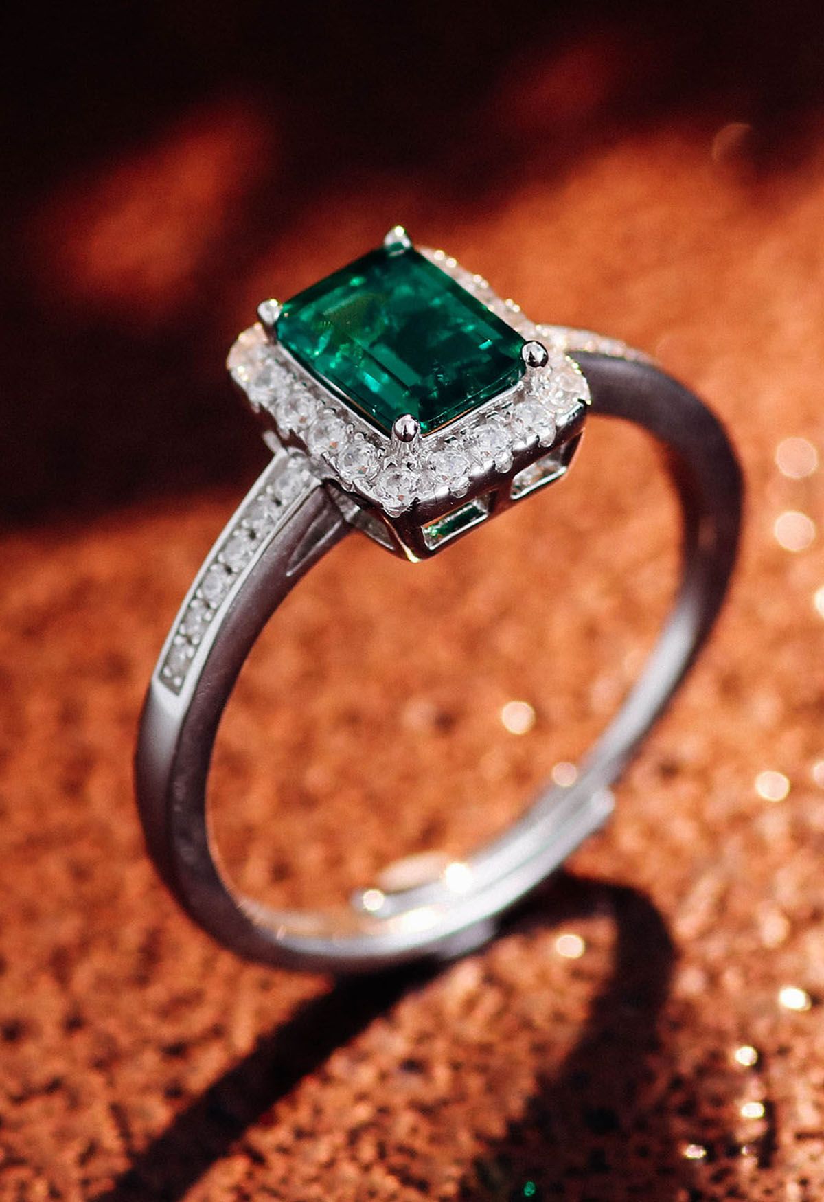 Emerald Gem Channel Set Diamond Ring