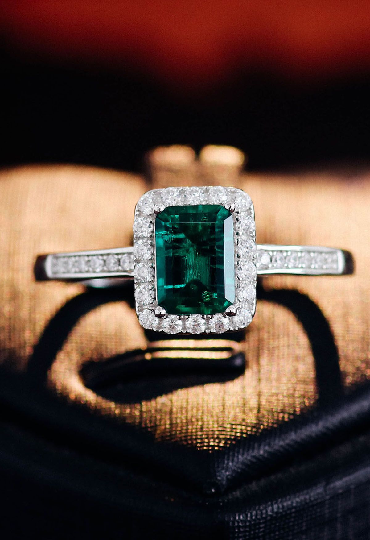 Emerald Gem Channel Set Diamond Ring