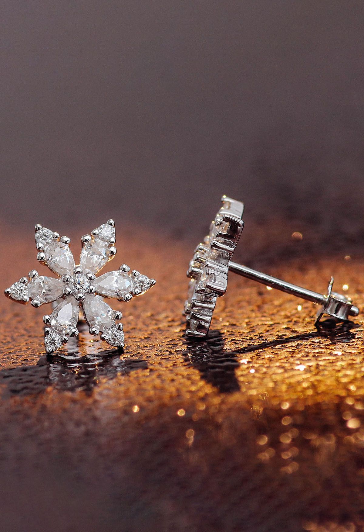 Snowflake Full Moissanite Diamond Earrings