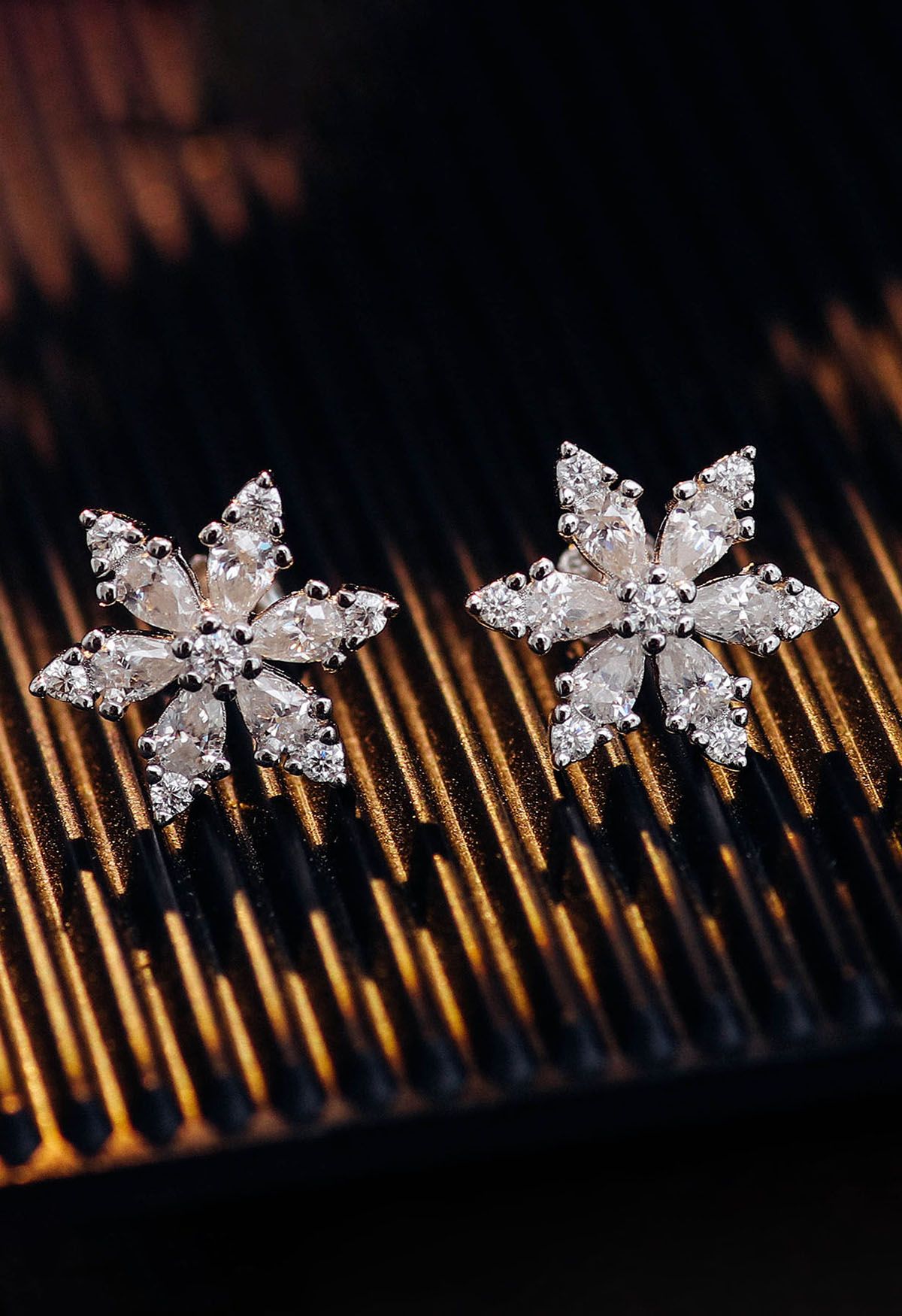 Snowflake Full Moissanite Diamond Earrings