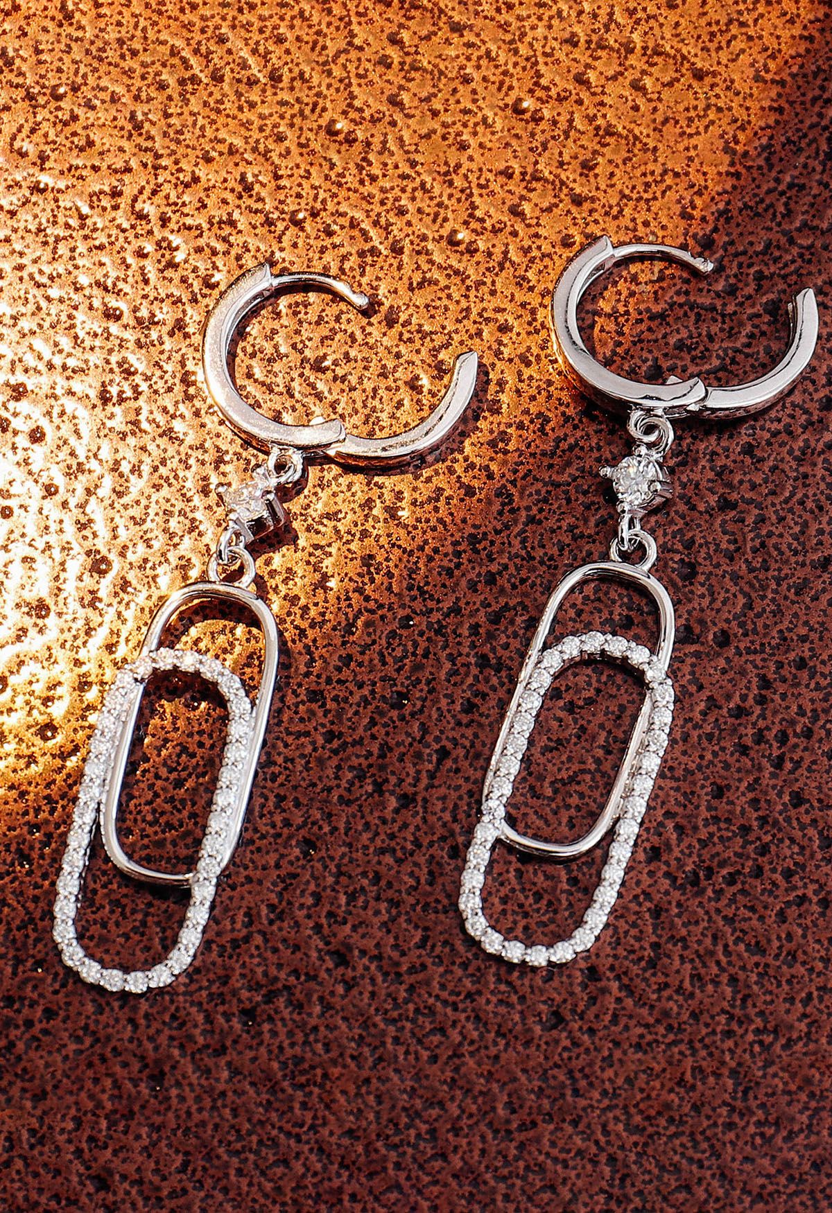 Double Paperclip Moissanite Diamond Earrings