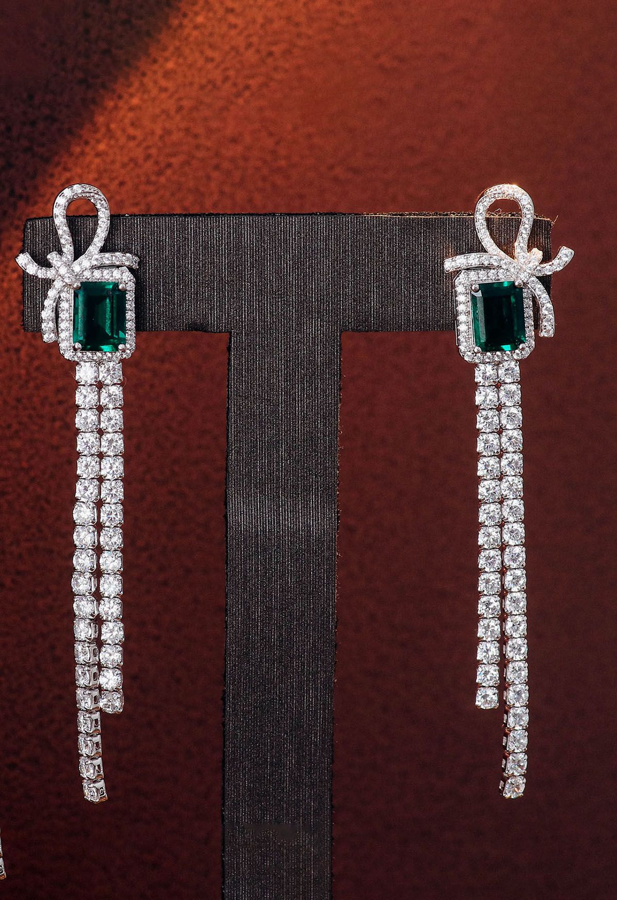 Emerald Cut Gem Diamond Drop Earrings