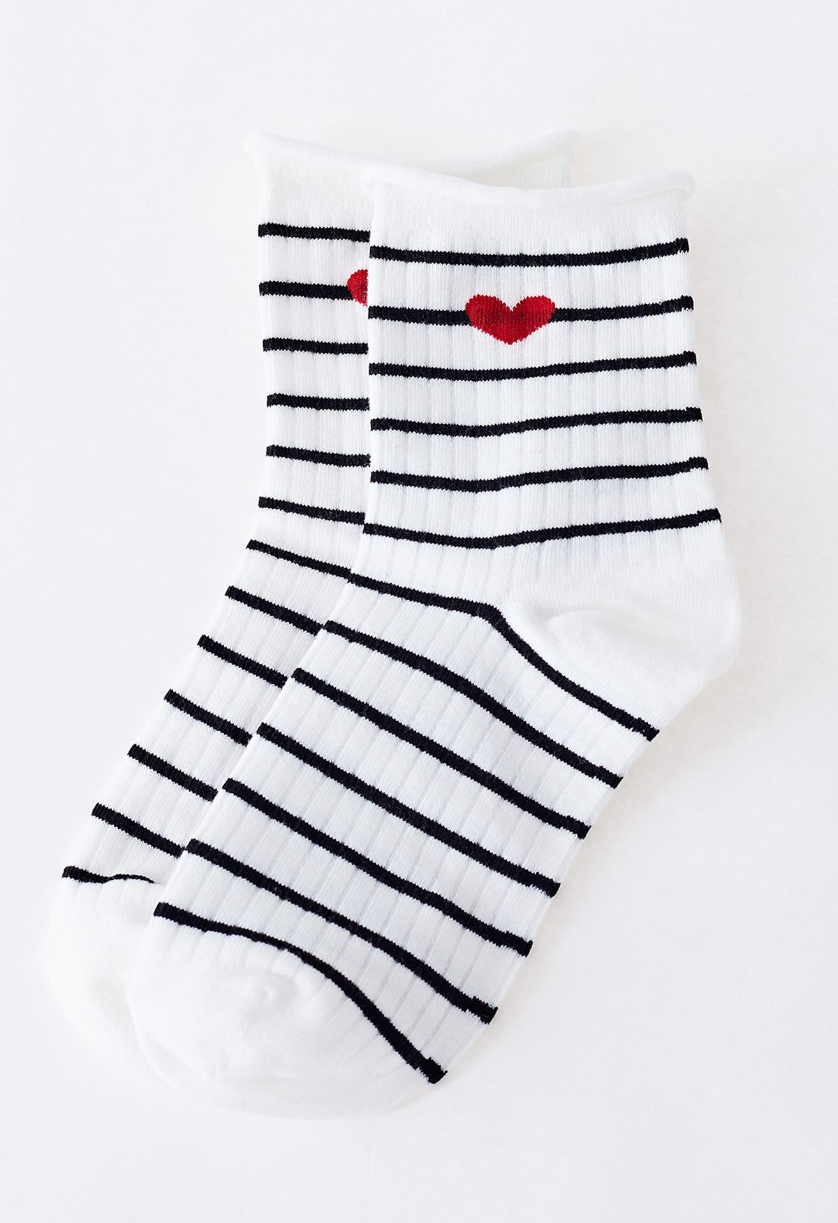 Red Heart Rolled Edge Striped Socks