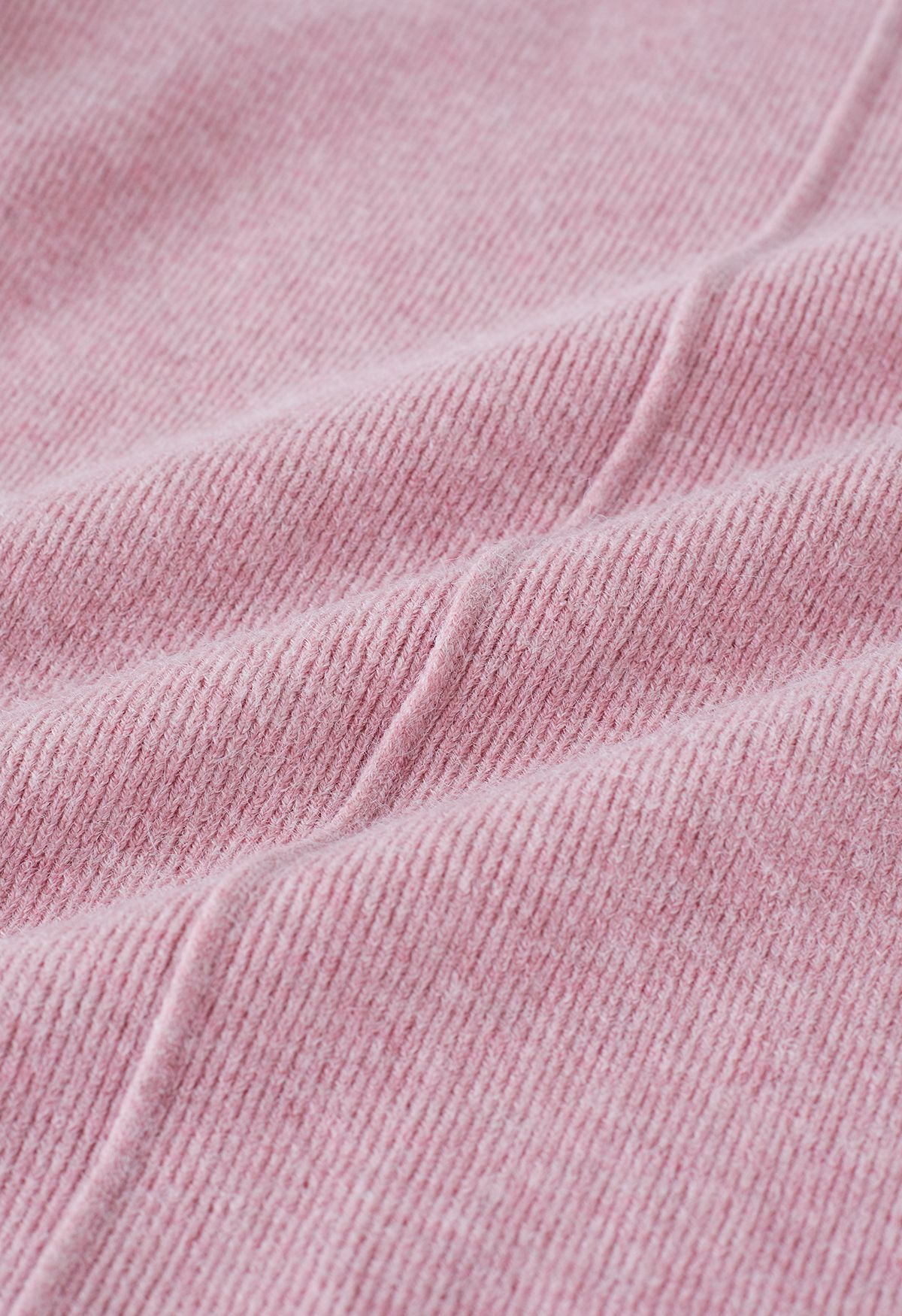 Seam Detail High Neck Slit Knit Top in Pink