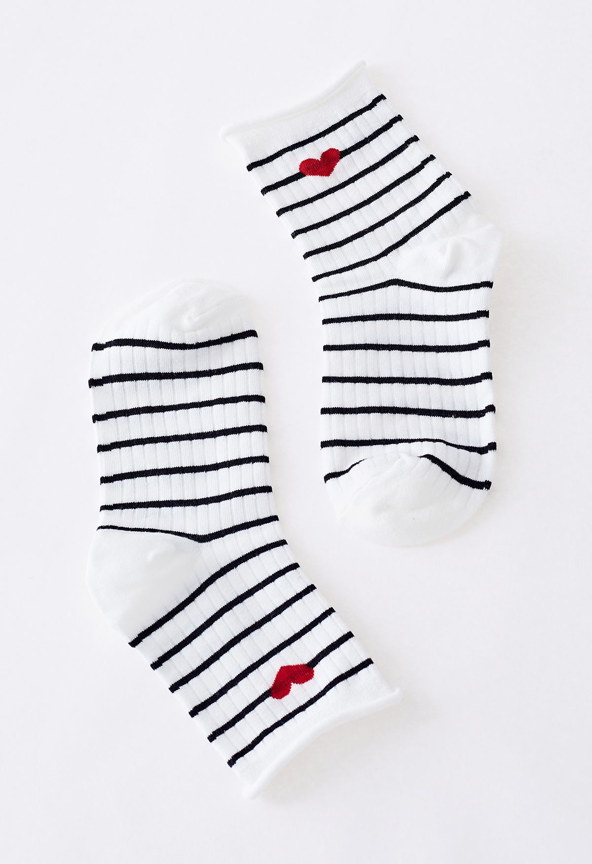 Red Heart Rolled Edge Striped Socks