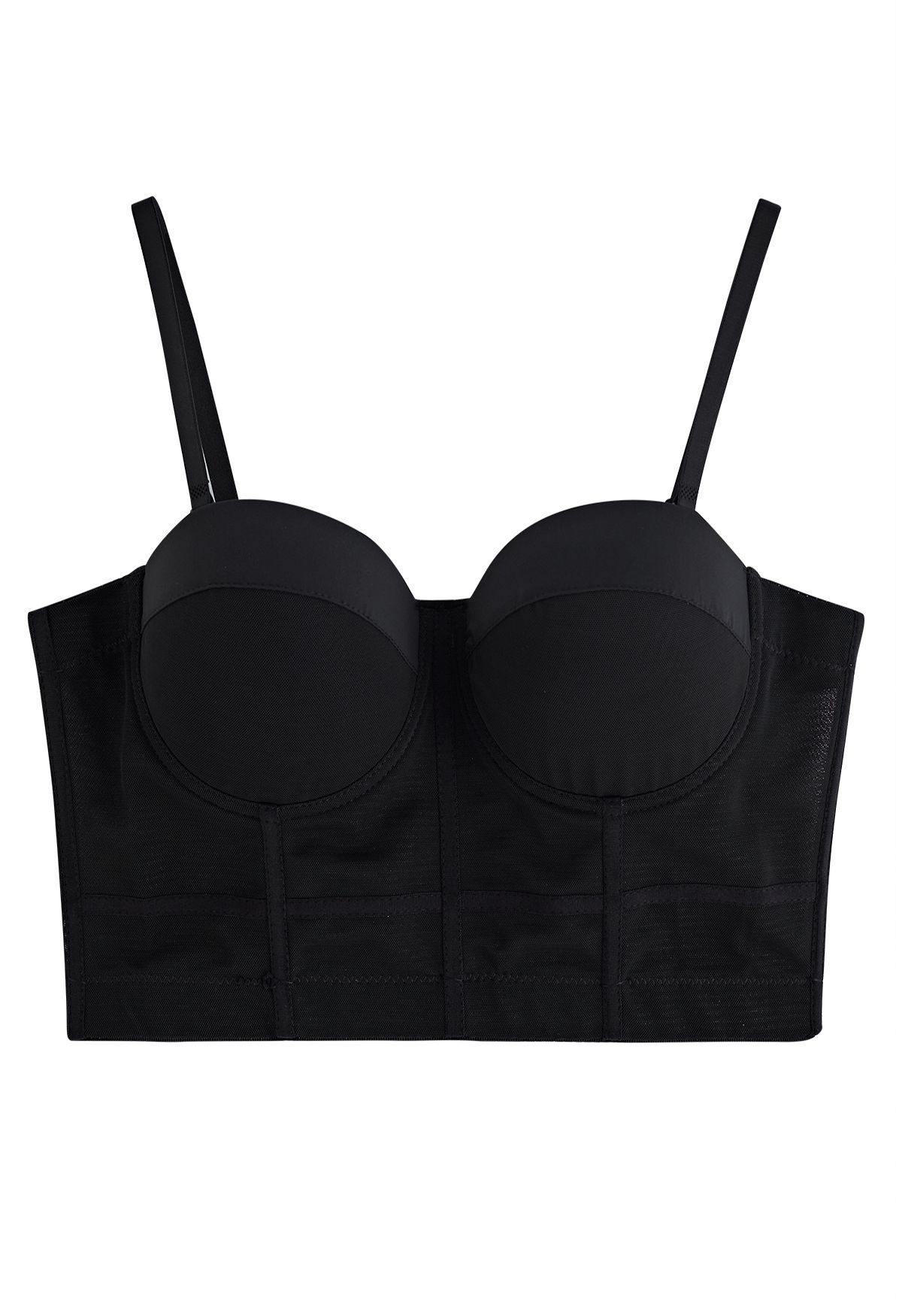 Solid Color Underwire Bustier Crop Top in Black