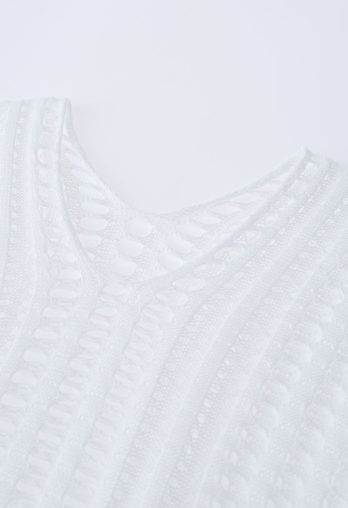 Side Slit Openwork Knit Cover Up in White