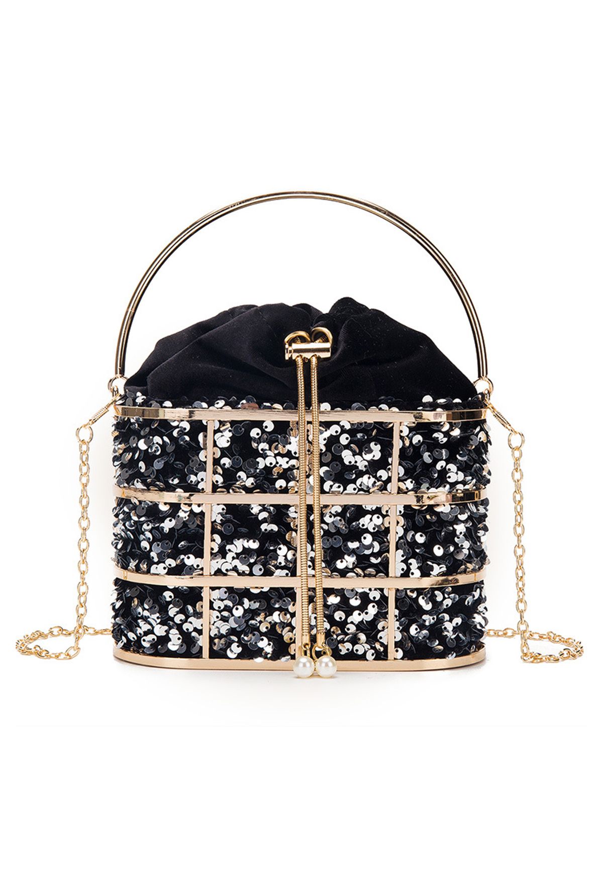 Velvet Sequin Holli Bag in Black