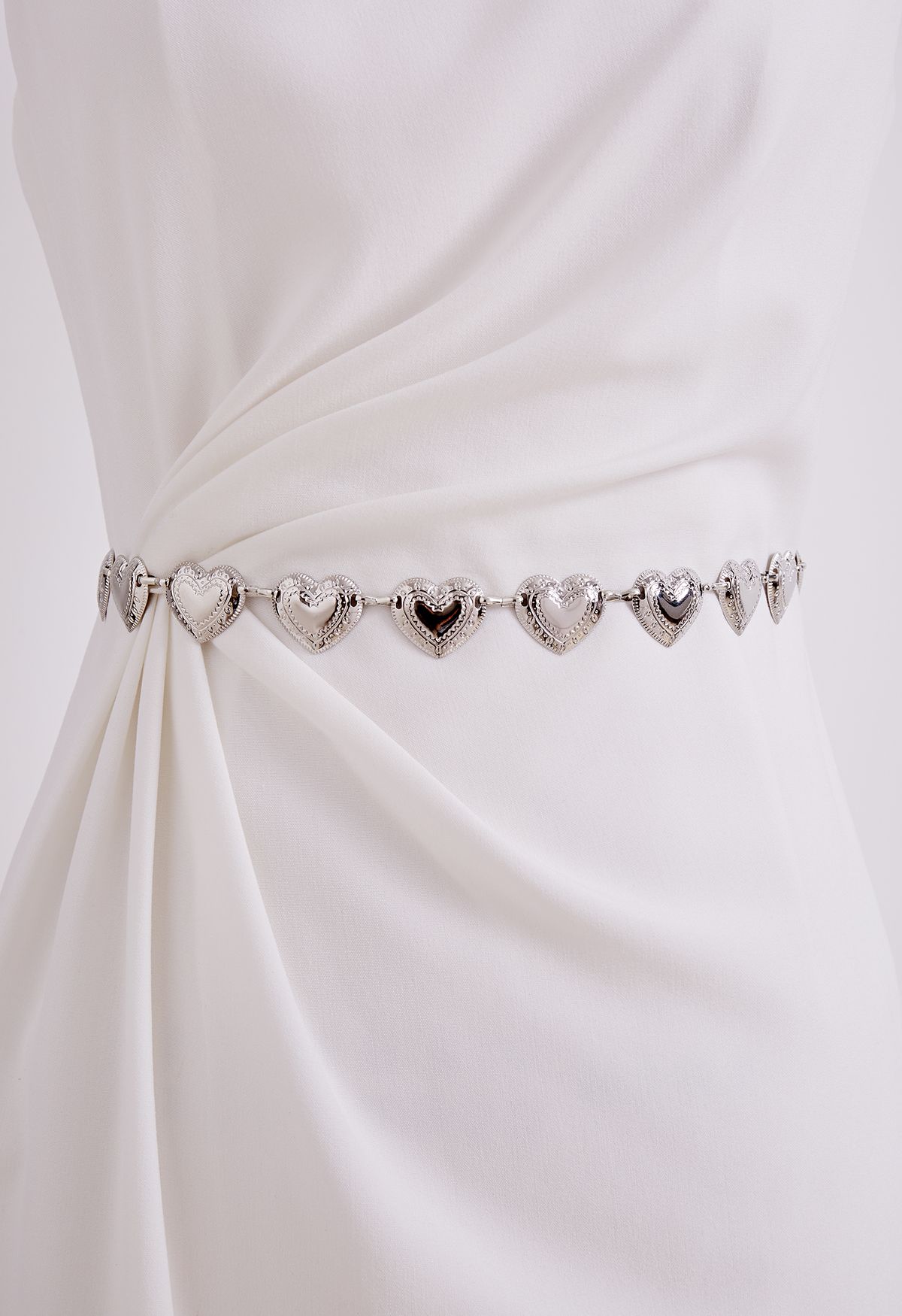 Engraving Silver Heart Chain Belt