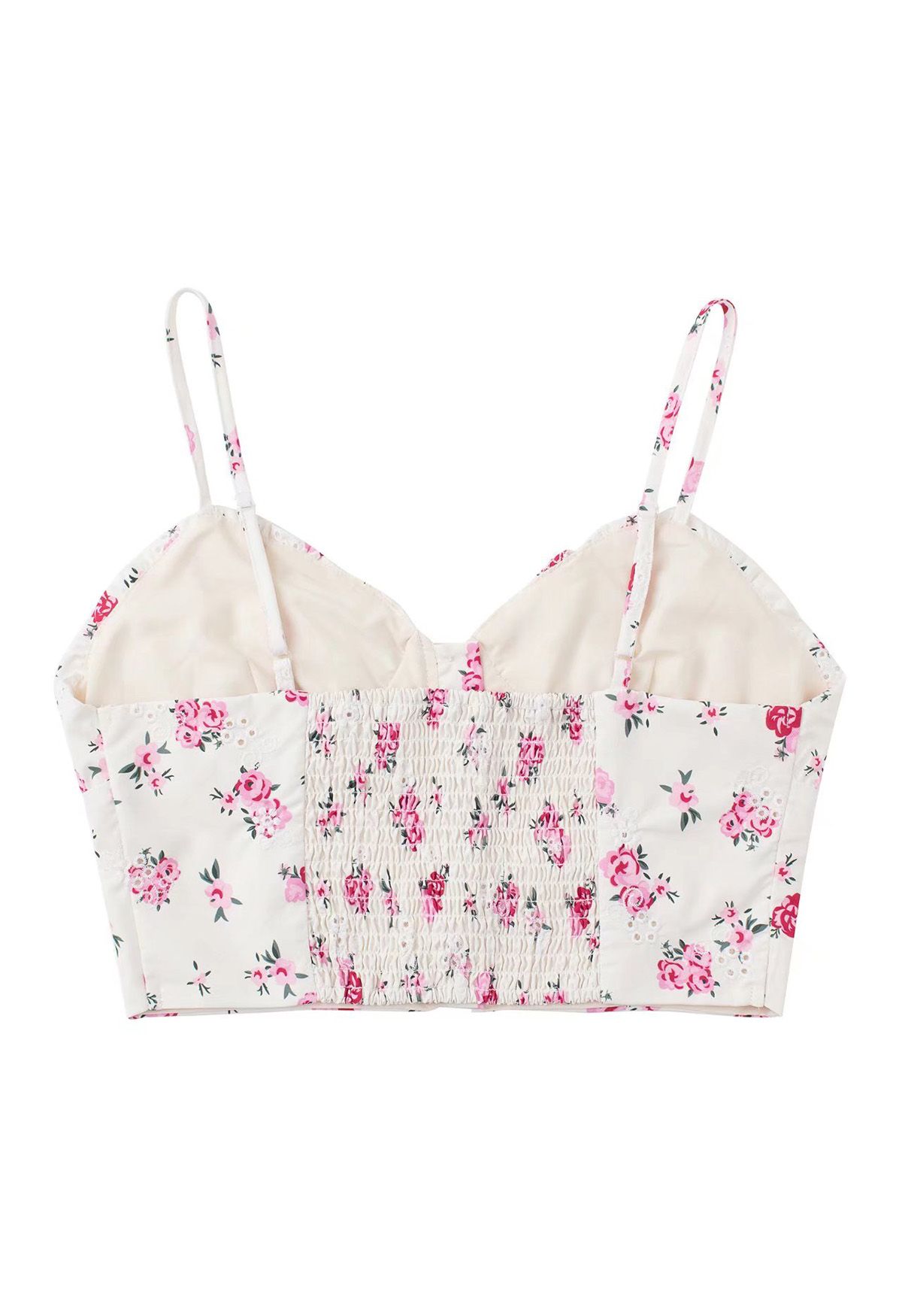 Embroidered Floret Eyelet Bustier Crop Top