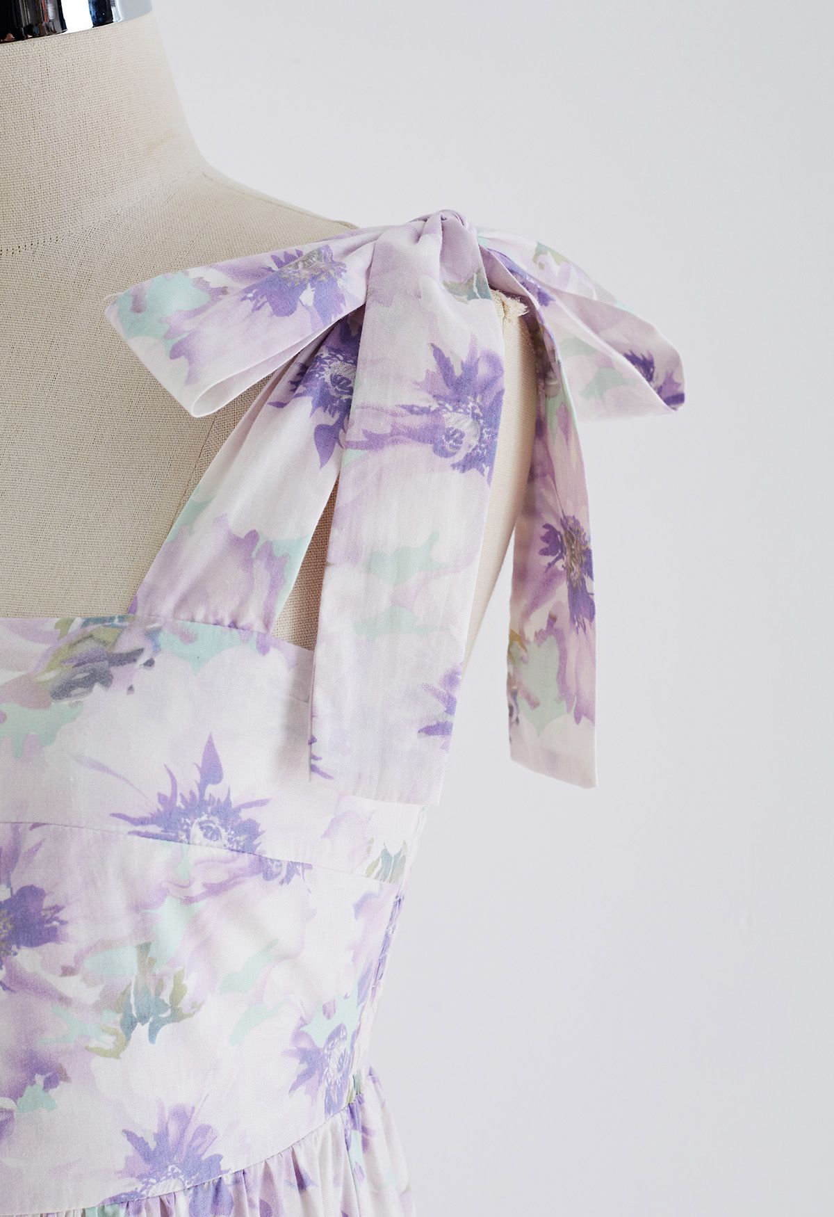 Lilac Blossom Tie-Strap Maxi Dress