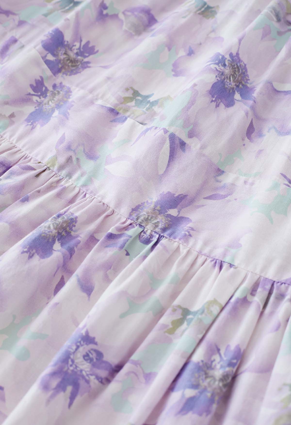 Lilac Blossom Tie-Strap Maxi Dress