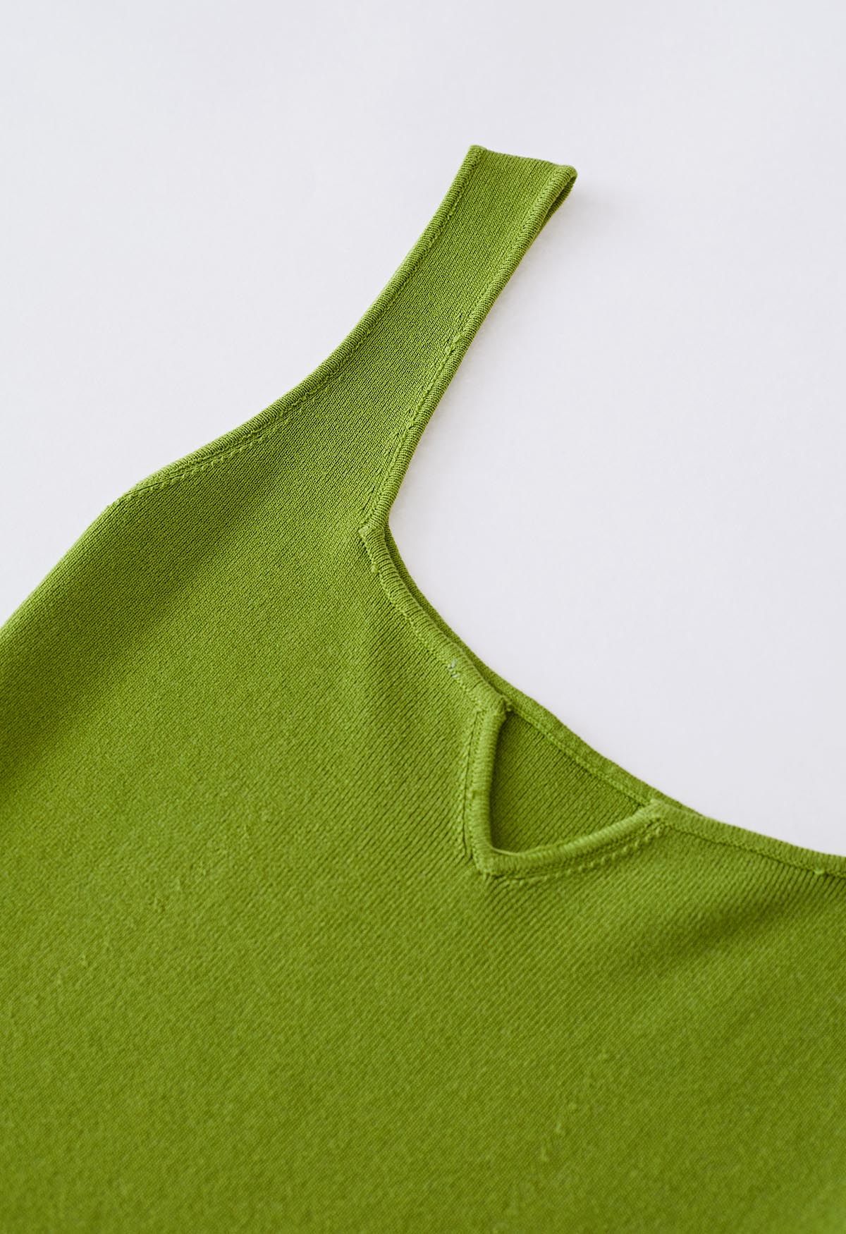 Notch Neckline Bodycon Knit Dress in Lime