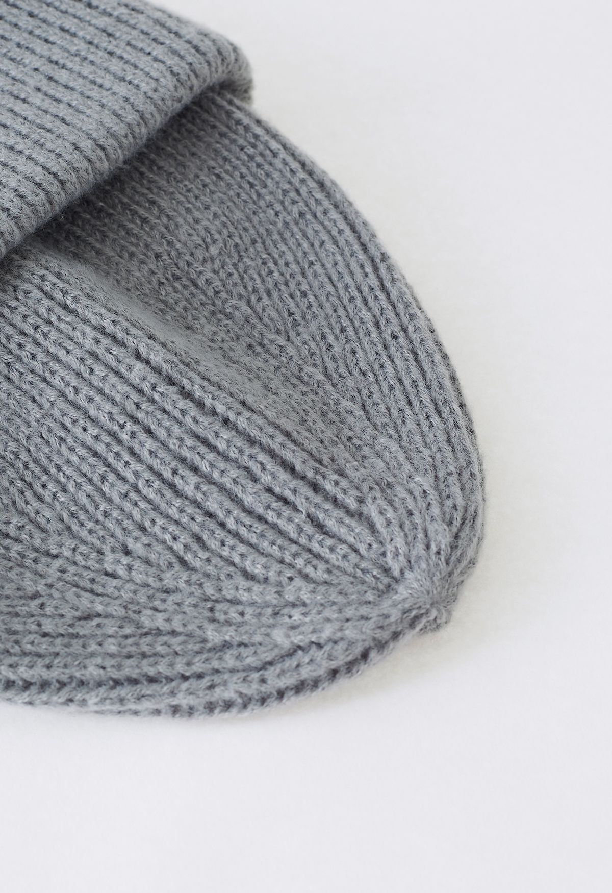 Heart Patch Folded Beanie Hat in Grey