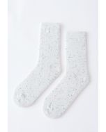 Mix Color Dots Wool-Blend Crew Socks in Cream