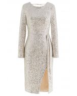 Sparkle Sequin Tie Back Cocktail Dress in Silver