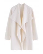 Wide Lapel Loose Knit Cardigan in Cream